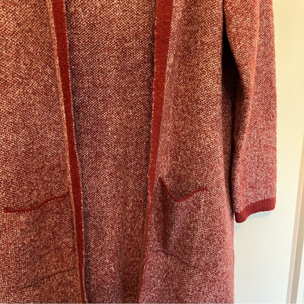 Cyrus Women's Large Long Open Front Red Cardigan - Picture 5 of 9